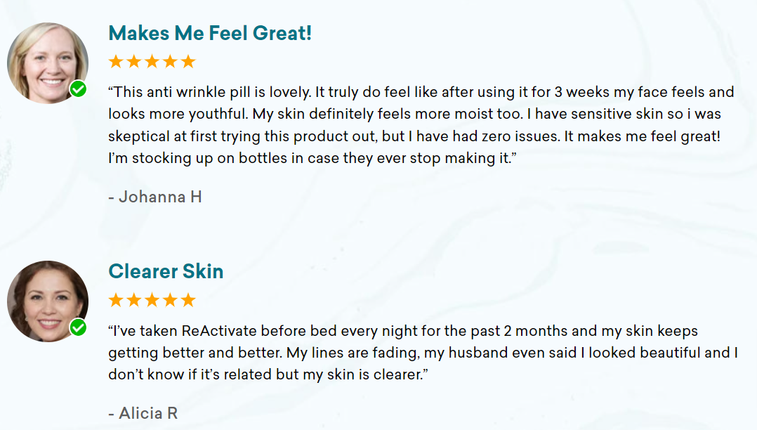 Reactivate Skin Care customer reviews