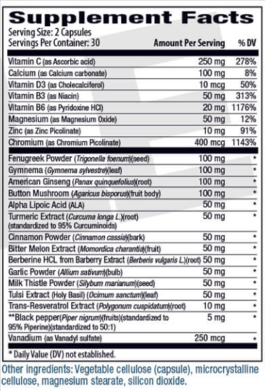 Blood Sugar Premier Supplement Fact