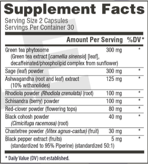 MenoRescue Supplement facts