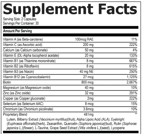 Xetina 20 Supplement Facts