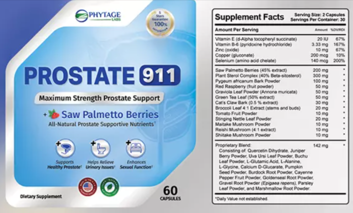 prostate911 supplement facts