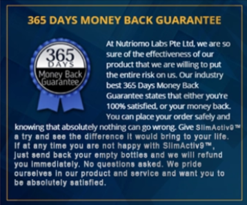 Slim Activ 9 Money Back Guarantee