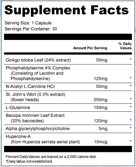 Fast Brain Booster Supplement Facts