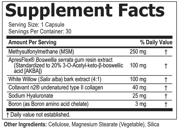 Flexafen Supplement Facts